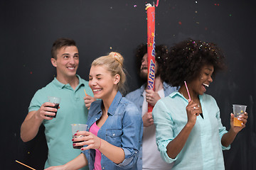 Image showing confetti party multiethnic group of people