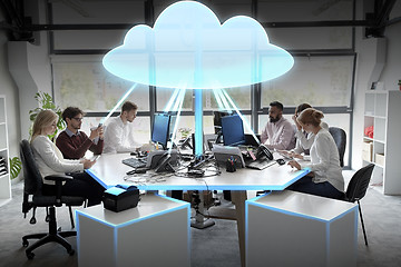 Image showing business team with cloud computing hologram