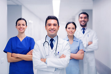 Image showing happy group of medics or doctors at hospital