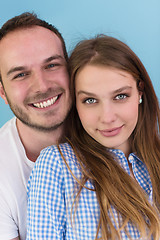 Image showing couple isolated on blue Background