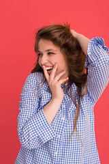 Image showing woman playing with her long silky hair