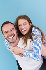 Image showing young man piggybacking his girlfriend