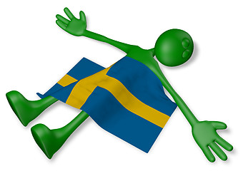 Image showing dead cartoon guy and flag of sweden - 3d illustration