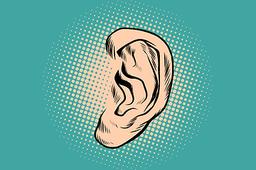 Image showing Male human ear Pop art retro