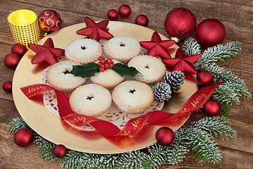 Image showing Christmas Mince Pies and Decorations