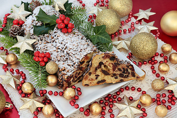 Image showing Traditional Stollen Christmas Cake