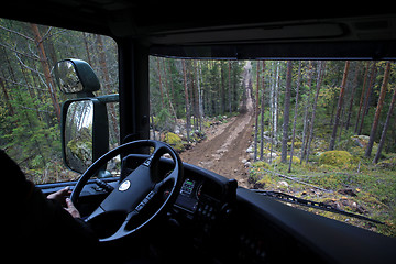 Image showing The Road is Below - View from Offroad Driving 