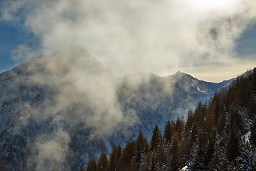 Image showing Skiing slopes from the top