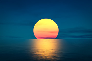 Image showing great sunset over the ocean