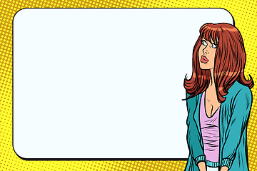 Image showing Woman pop art with long hair, copy space background