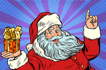 Image showing Santa Claus with Christmas gift box