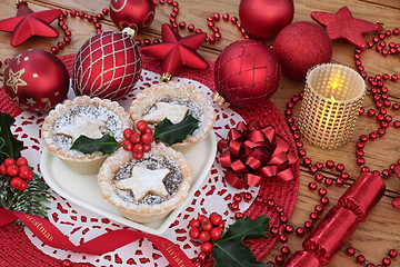 Image showing Christmas Mince Pies and Decorations