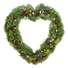 Image showing Winter Greenery Heart Wreath