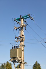Image showing Electric line with transformer
