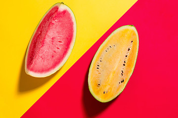 Image showing Watermelon on yellow background