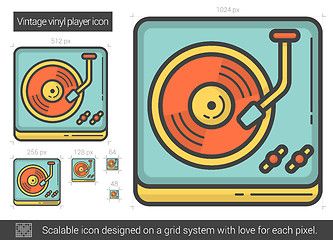 Image showing Vintage vinyl player line icon.