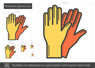 Image showing Protective gloves line icon.