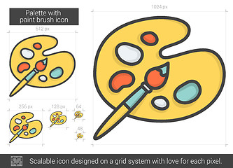 Image showing Palette with paint brush line icon.