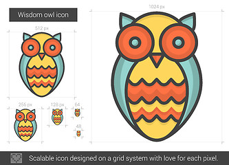 Image showing Wisdom owl line icon.