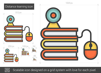 Image showing Distance learning line icon.