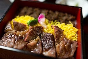 Image showing Beef bowl in Japanese restaurant