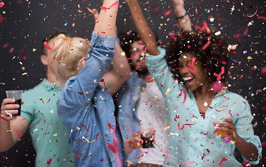 Image showing confetti party multiethnic group of people