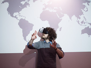 Image showing businessman using VR-headset glasses of virtual reality