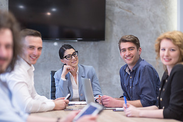 Image showing Startup Business Team At A Meeting at modern office building