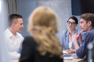 Image showing Startup Business Team At A Meeting at modern office building