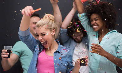 Image showing confetti party multiethnic group of people