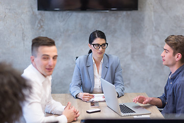 Image showing Startup Business Team At A Meeting at modern office building