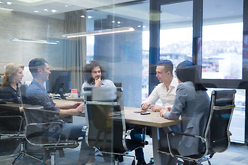 Image showing Startup Business Team At A Meeting at modern office building