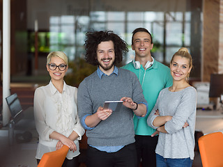 Image showing group of Business People Working With Tablet in startup office