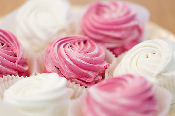 Image showing close up of zephyr or marshmallow dessert on plate