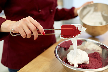 Image showing chef making macaron batter at kitchen