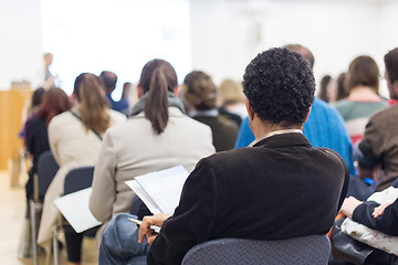 Image showing Woman giving presentation on business conference.