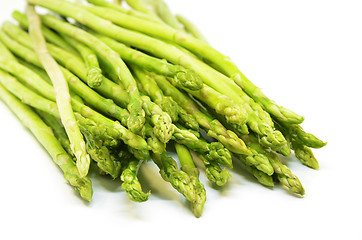 Image showing Bundle of green asparagus shoots