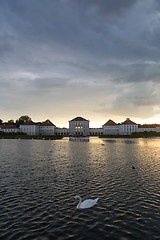 Image showing Dramatic scenery of post storm sunset of Nymphenburg palace in Munich Germany.