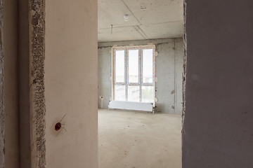 Image showing Entrance to the room with a stained-glass window in a new building