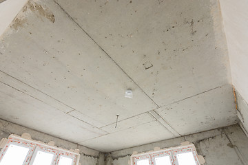 Image showing Concrete ceiling of a monolithic house close-up in a new building