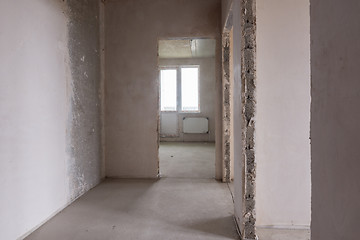 Image showing Layout of rooms and rooms in a new building, view of the premises with a balcony