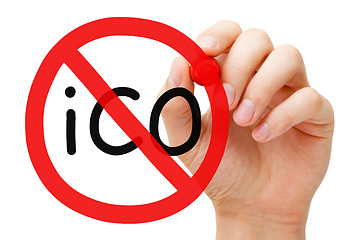 Image showing ICO Ban Prohibition Sign Concept