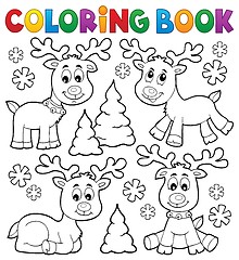 Image showing Coloring book Christmas deer topic 1
