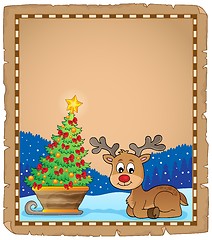 Image showing Christmas deer topic parchment 3