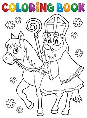 Image showing Coloring book Sinterklaas on horse