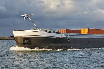 Image showing Industrial ship on river