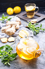 Image showing ginger, mint and tea