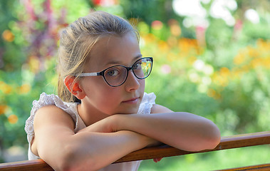 Image showing Thoughtful little girl