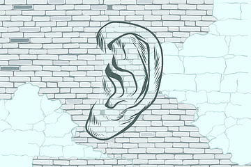 Image showing ear graffiti tattoo silhouette on a background old walls