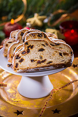 Image showing Christmas stollen with cookies